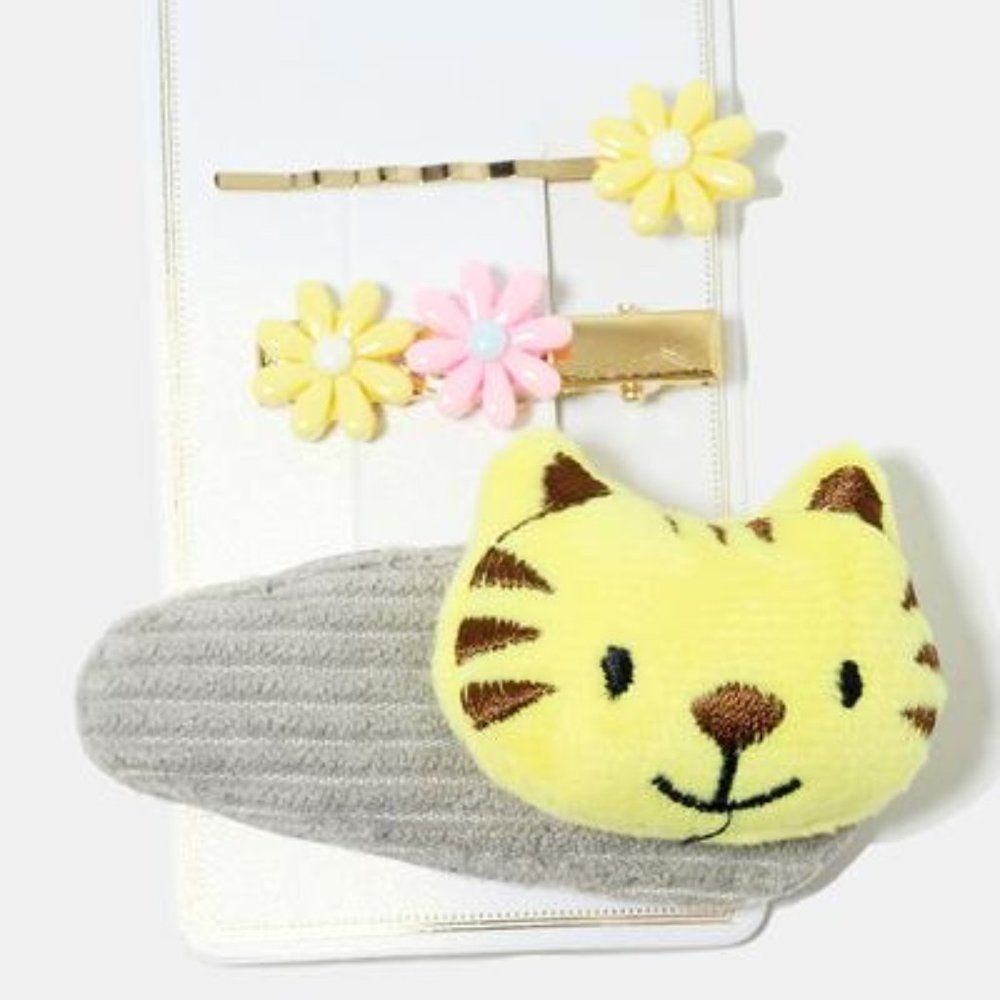 3-Piece Tiger Cat Hair Clips
